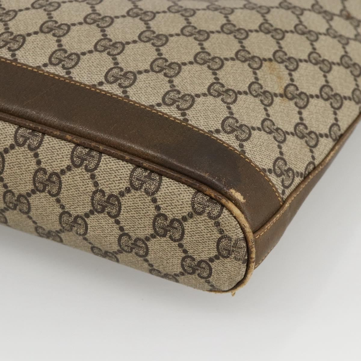 Gucci GUCCI GG Supreme Shoulder Bag PVC Beige Gold Authentic bs34284