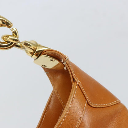 Celine CELINE Shoulder Bag Leather Brown Gold Authentic 166334