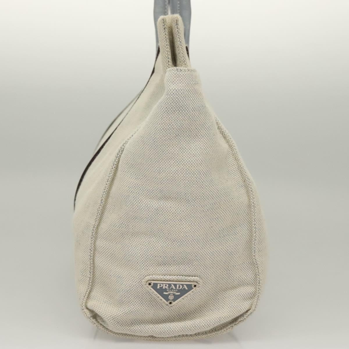 Prada PRADA Tote Bag Canvas Beige Silver Authentic 133386