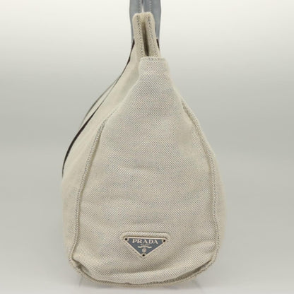 Prada PRADA Tote Bag Canvas Beige Silver Authentic 133386