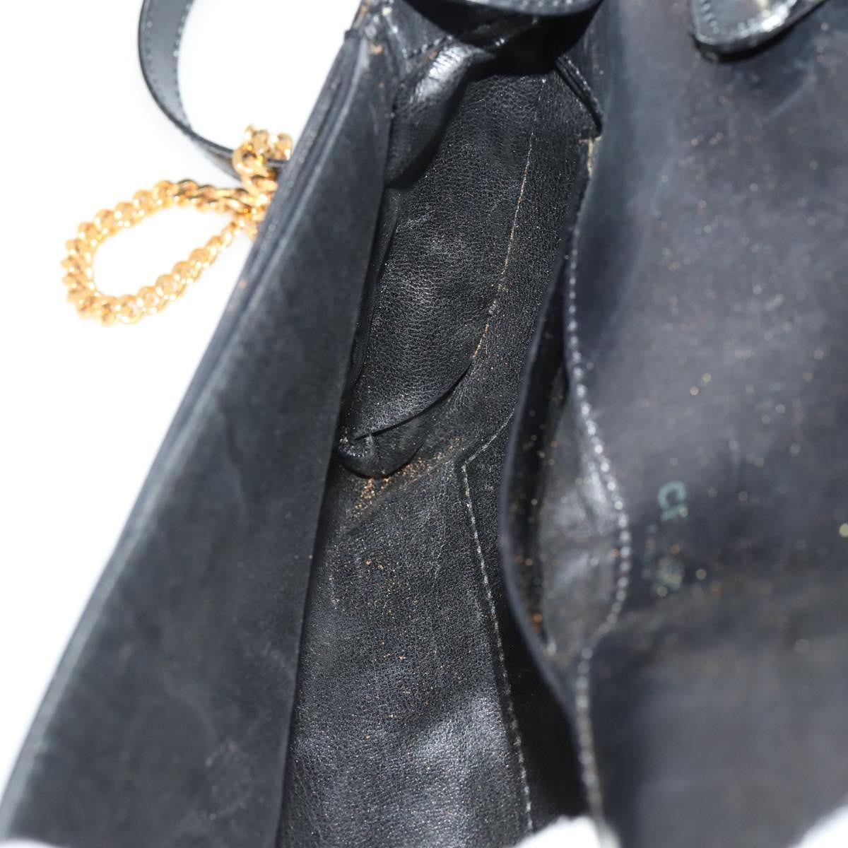 Celine CELINE Chain Shoulder Bag Leather Black Gold Authentic BAZ281