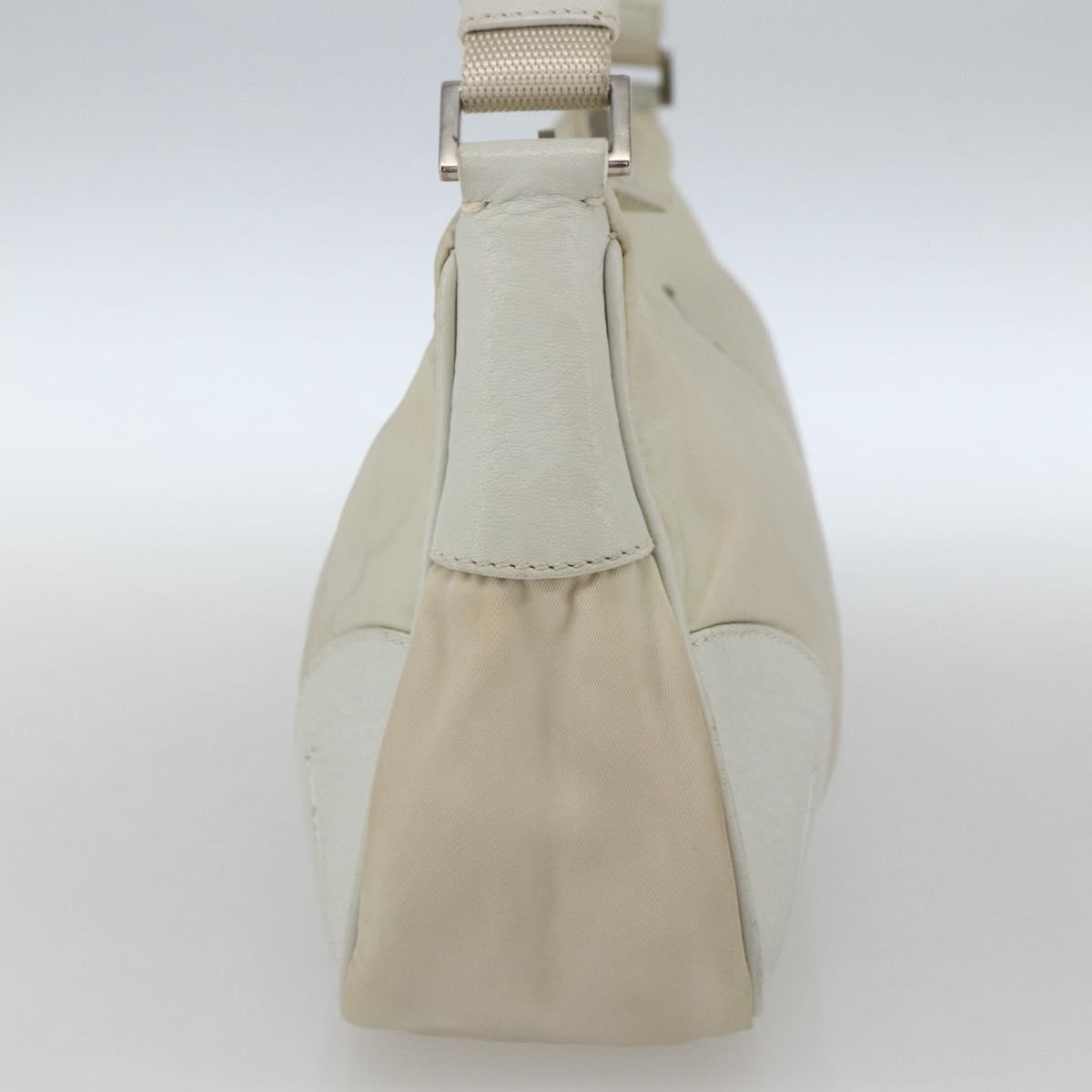 Prada PRADA Shoulder Bag Nylon Leather Ivory Silver Authentic 163087
