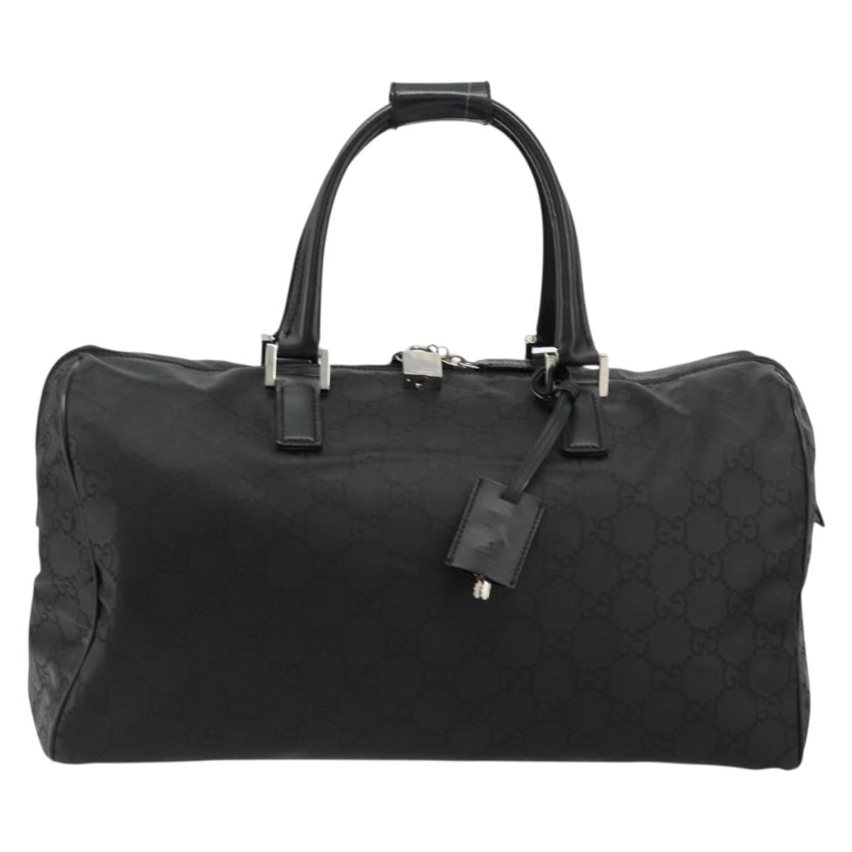 Gucci GUCCI GG Supreme Boston Bag PVC Black Silver Authentic ep14143