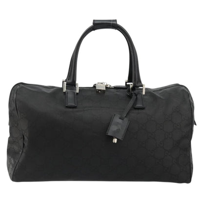 Gucci GUCCI GG Supreme Boston Bag PVC Black Silver Authentic ep14143