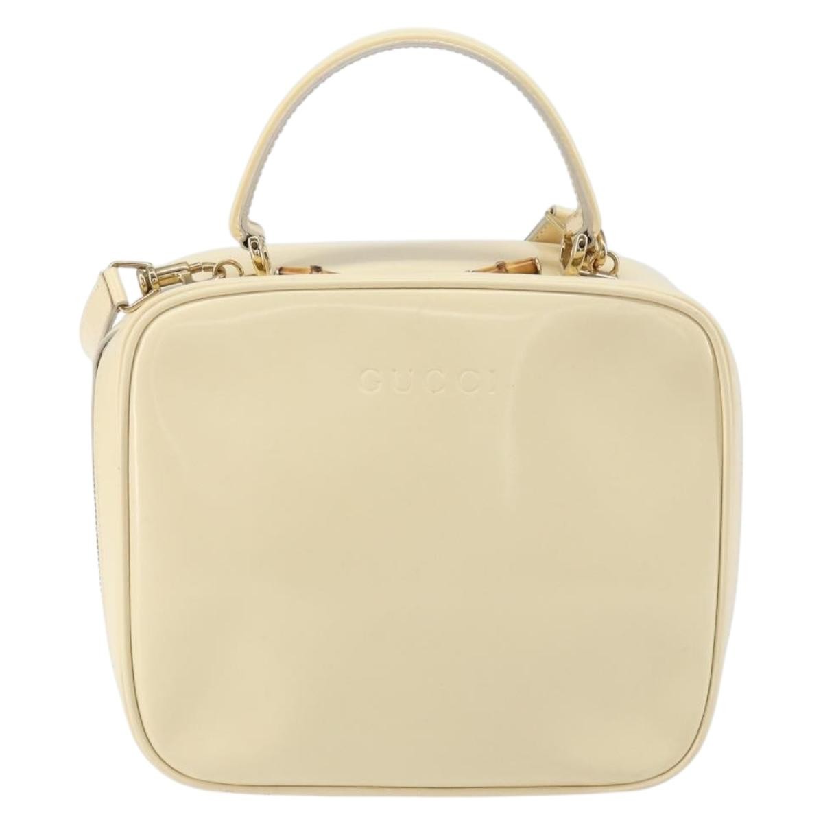 Gucci GUCCI Bamboo Hand Bag Enamel 2way Outlet White Gold 000 270 0323 Authentic 147500