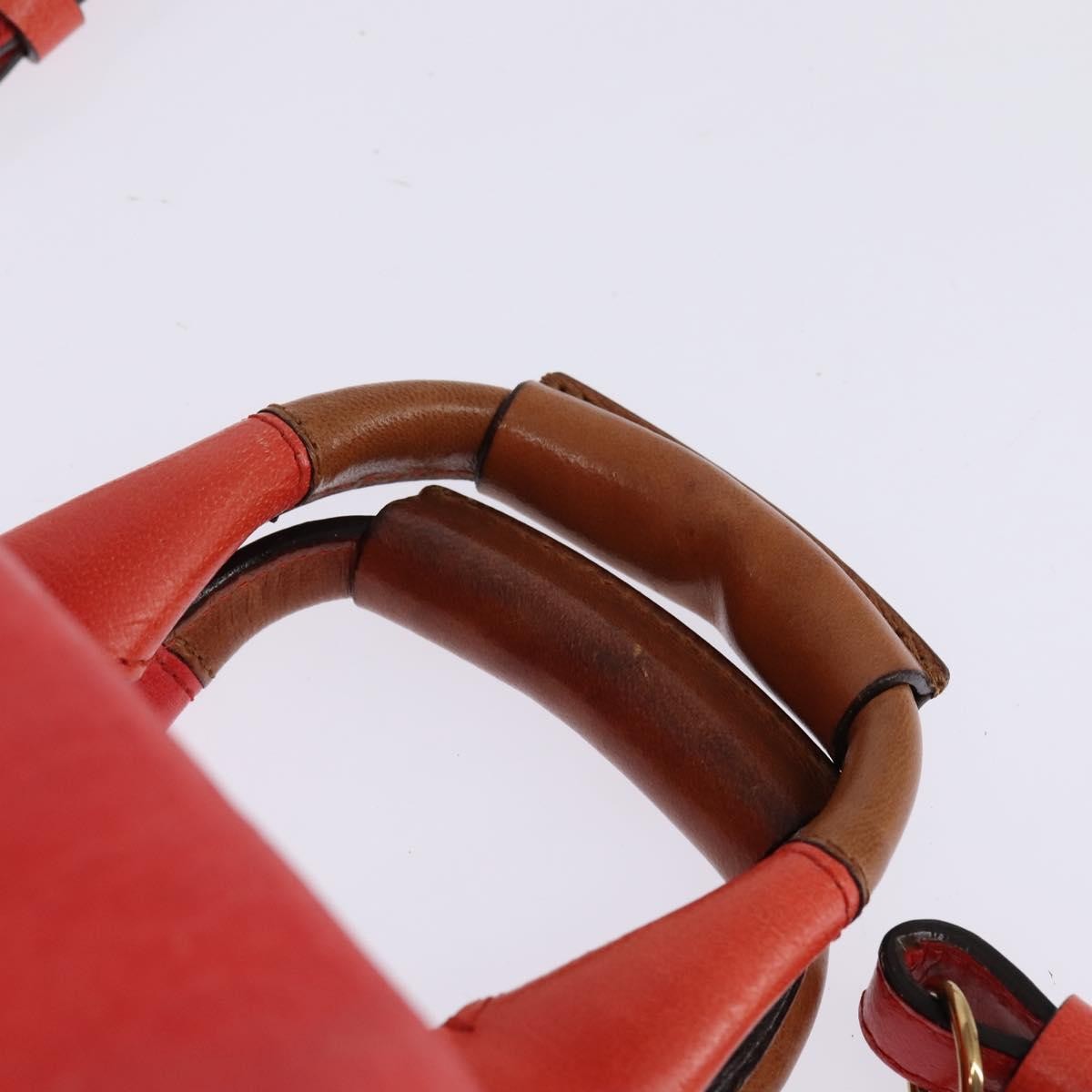 Chloé Chloé Chloe Etel Hand Bag Leather 2way Red Gold Authentic th6324