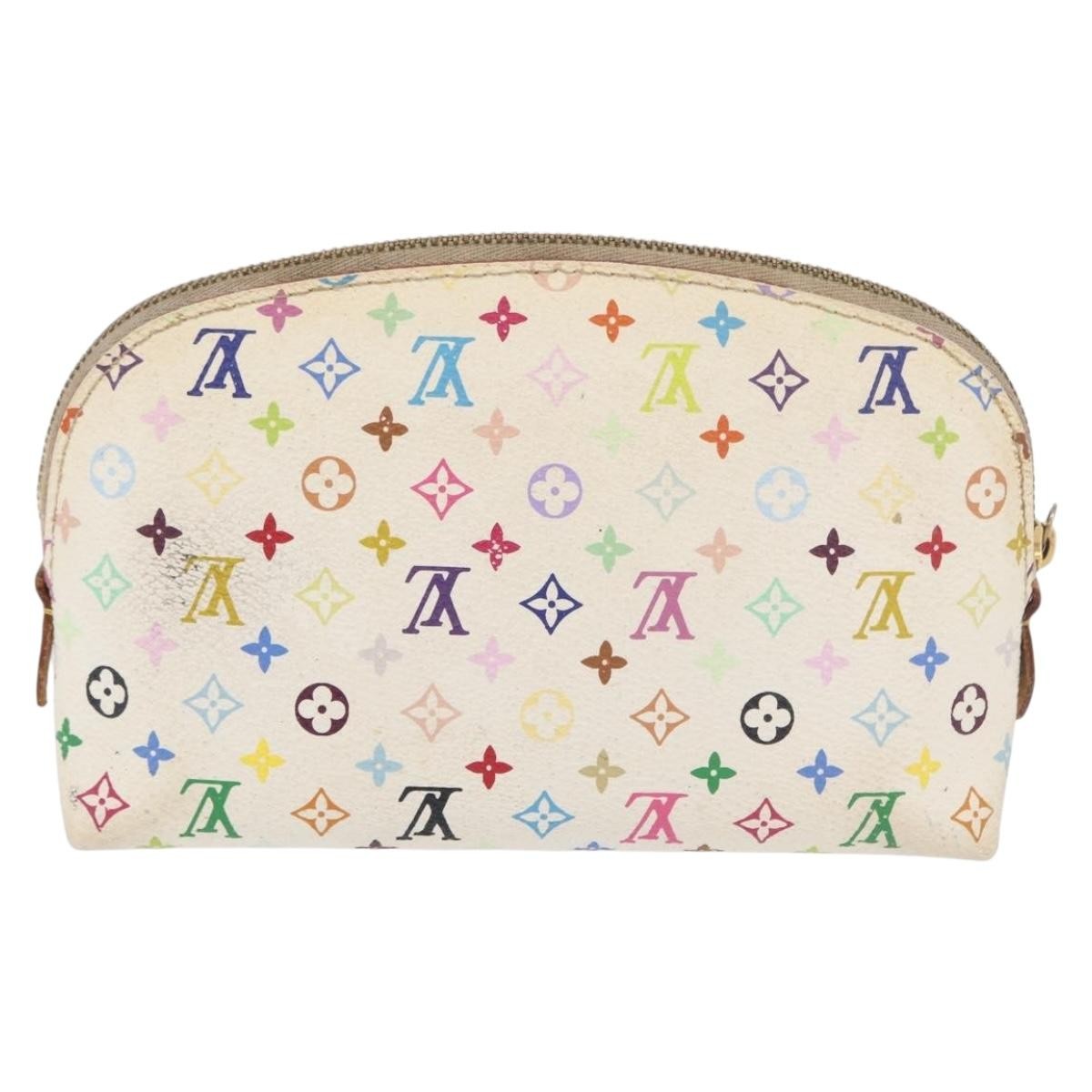 Louis Vuitton LOUIS VUITTON Multicolor Pochette Cosmetic PM Pouch White M47354 LV Authentic LNZ961 Bag