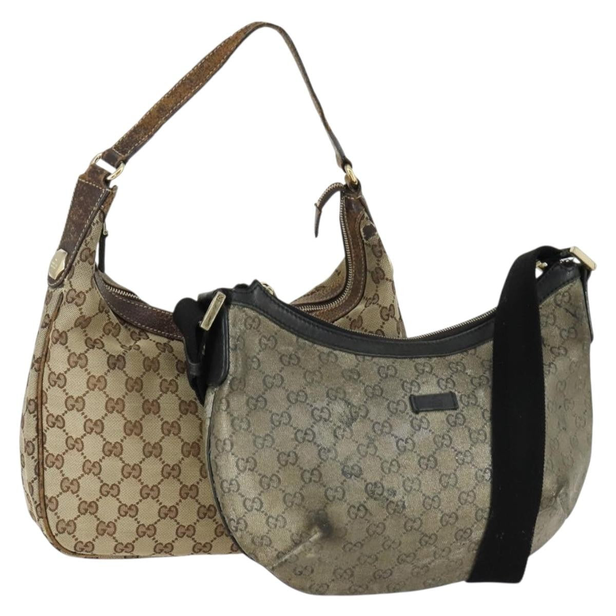 Gucci GUCCI GG Canvas Shoulder Bag 2 Set Beige Authentic bs31982