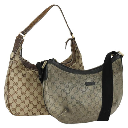 Gucci GUCCI GG Canvas Shoulder Bag 2 Set Beige Authentic bs31982