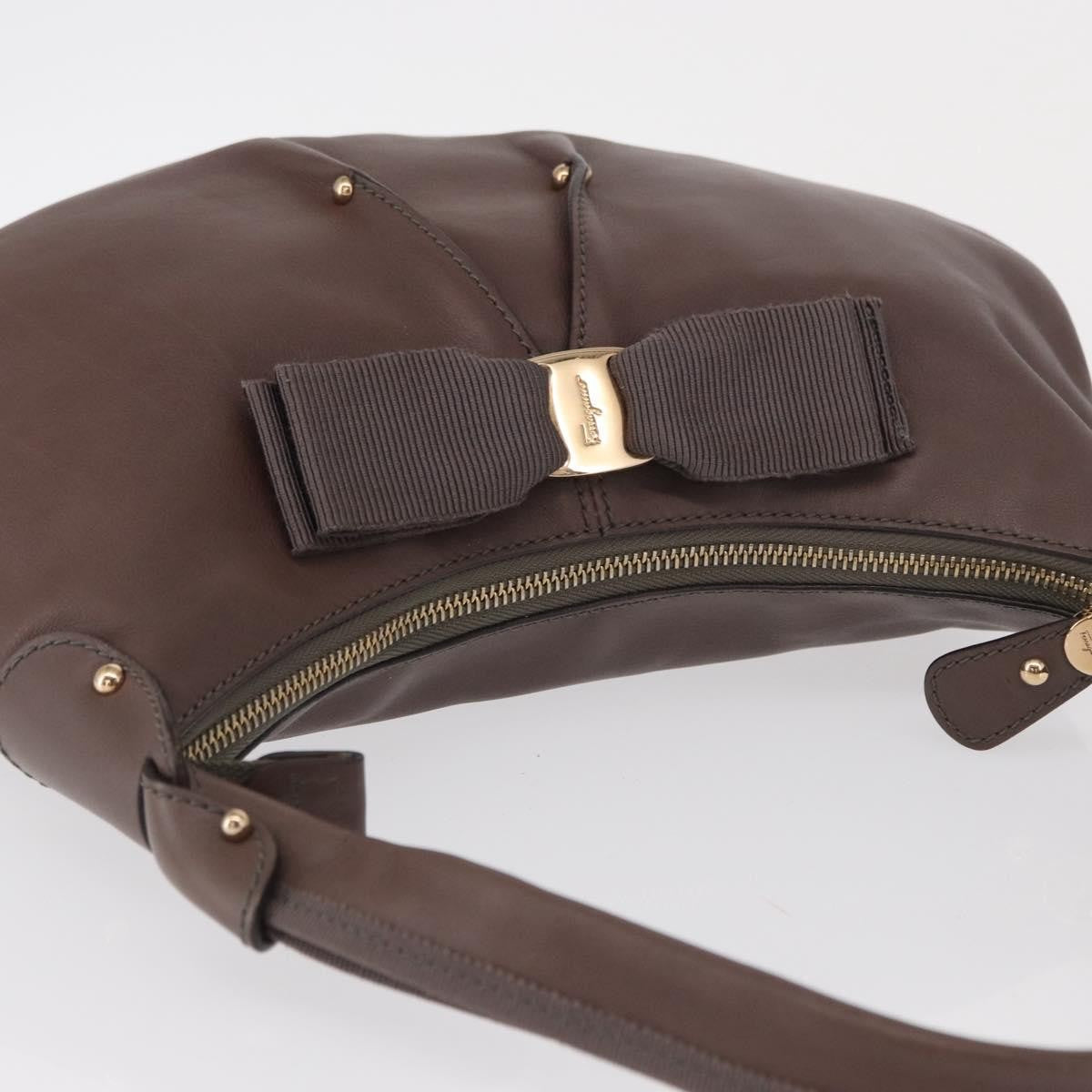 Salvatore Ferragamo Salvatore Ferragamo Shoulder Bag Leather Brown Gold Authentic SW1941