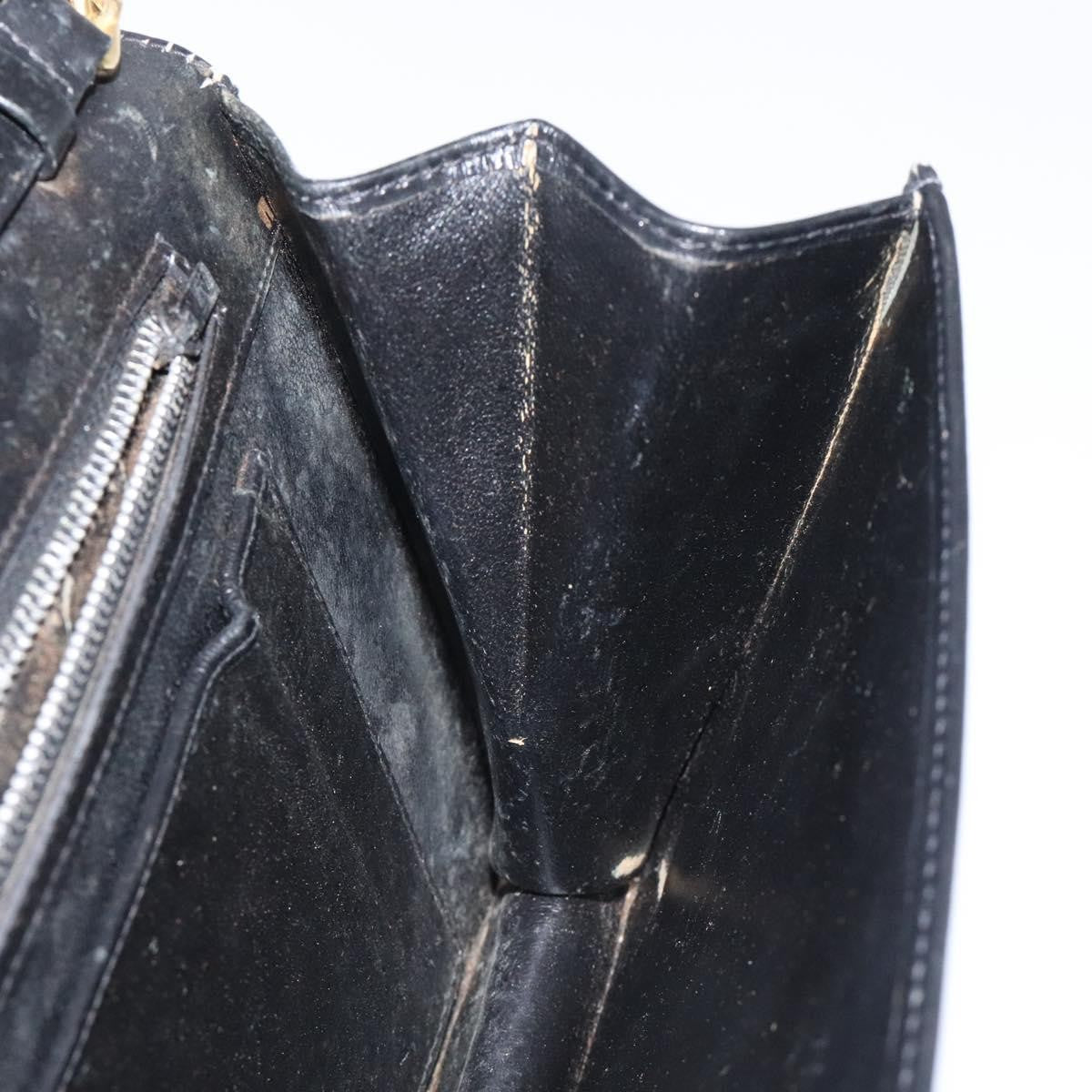 Gucci GUCCI Chain Shoulder Bag Leather Black Gold Authentic 121927