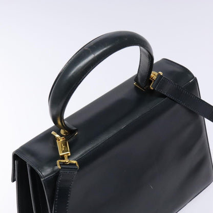 Salvatore Ferragamo Salvatore Ferragamo Gancini Hand Bag Leather 2way Navy Gold Authentic 133776