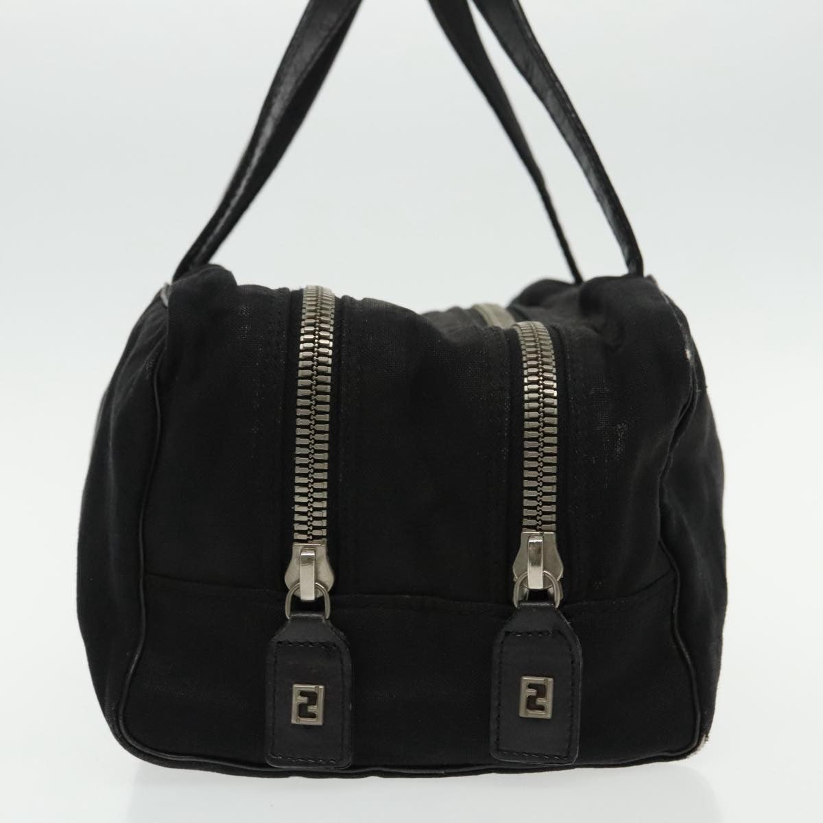 Fendi FENDI Hand Bag Cotton Nylon Black Silver Authentic ti2136