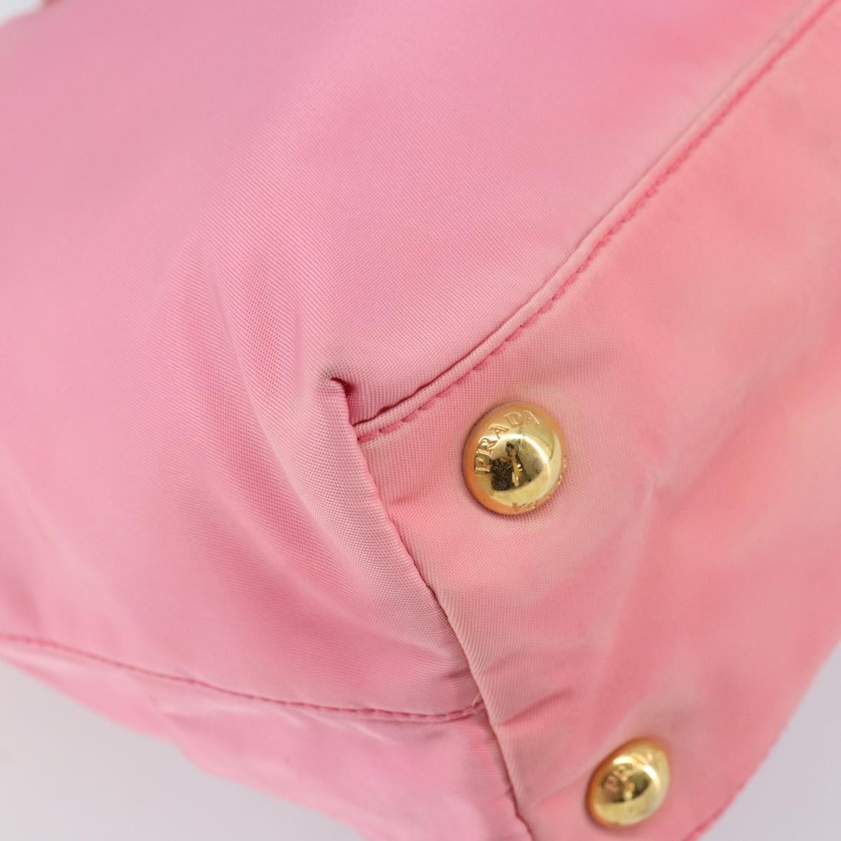Prada PRADA Tote Bag Nylon Pink Gold Authentic 161648
