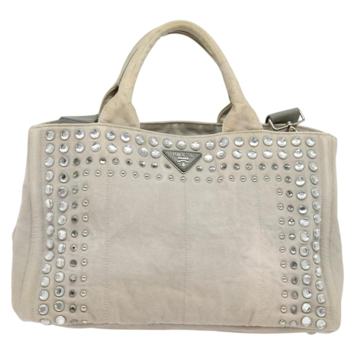Prada PRADA Bijoux Kanapa MM Tote Bag Canvas 2way Gray Authentic 140797