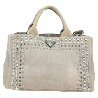 Prada PRADA Bijoux Kanapa MM Tote Bag Canvas 2way Gray Authentic 140797