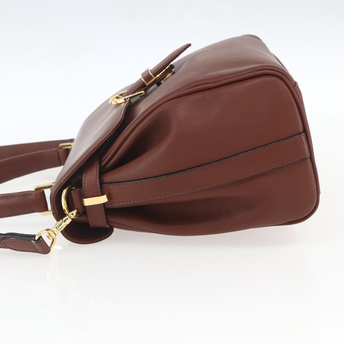 Valentino VALENTINO Hand Bag Leather 2way Brown Gold Authentic hk3311