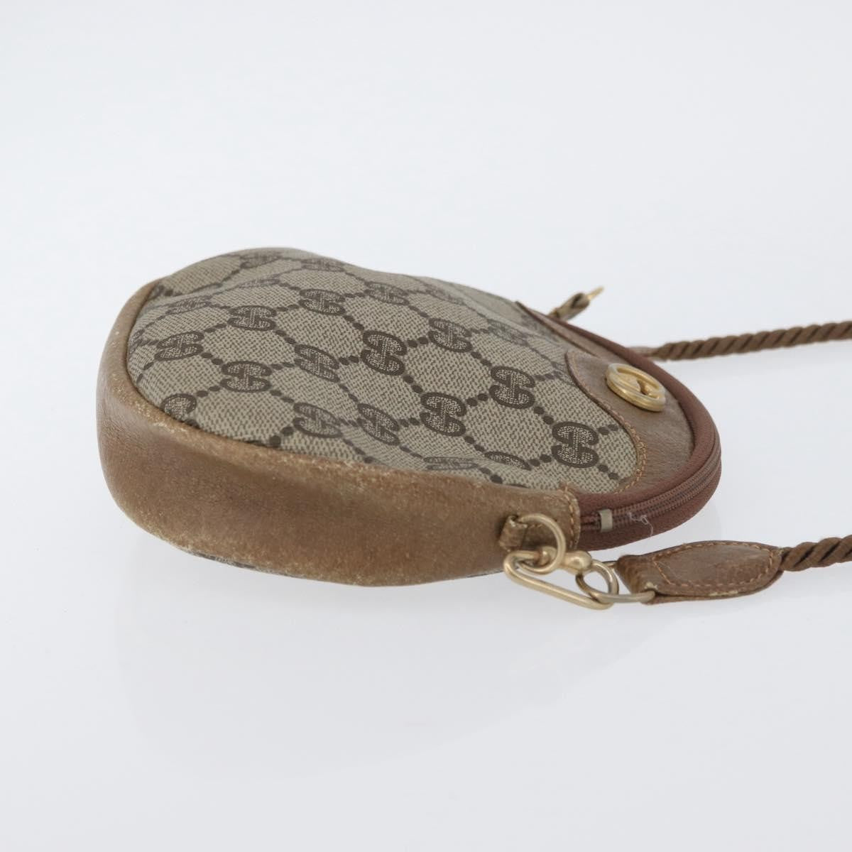 Gucci GUCCI GG Supreme Shoulder Bag PVC Beige Gold Authentic SW2190
