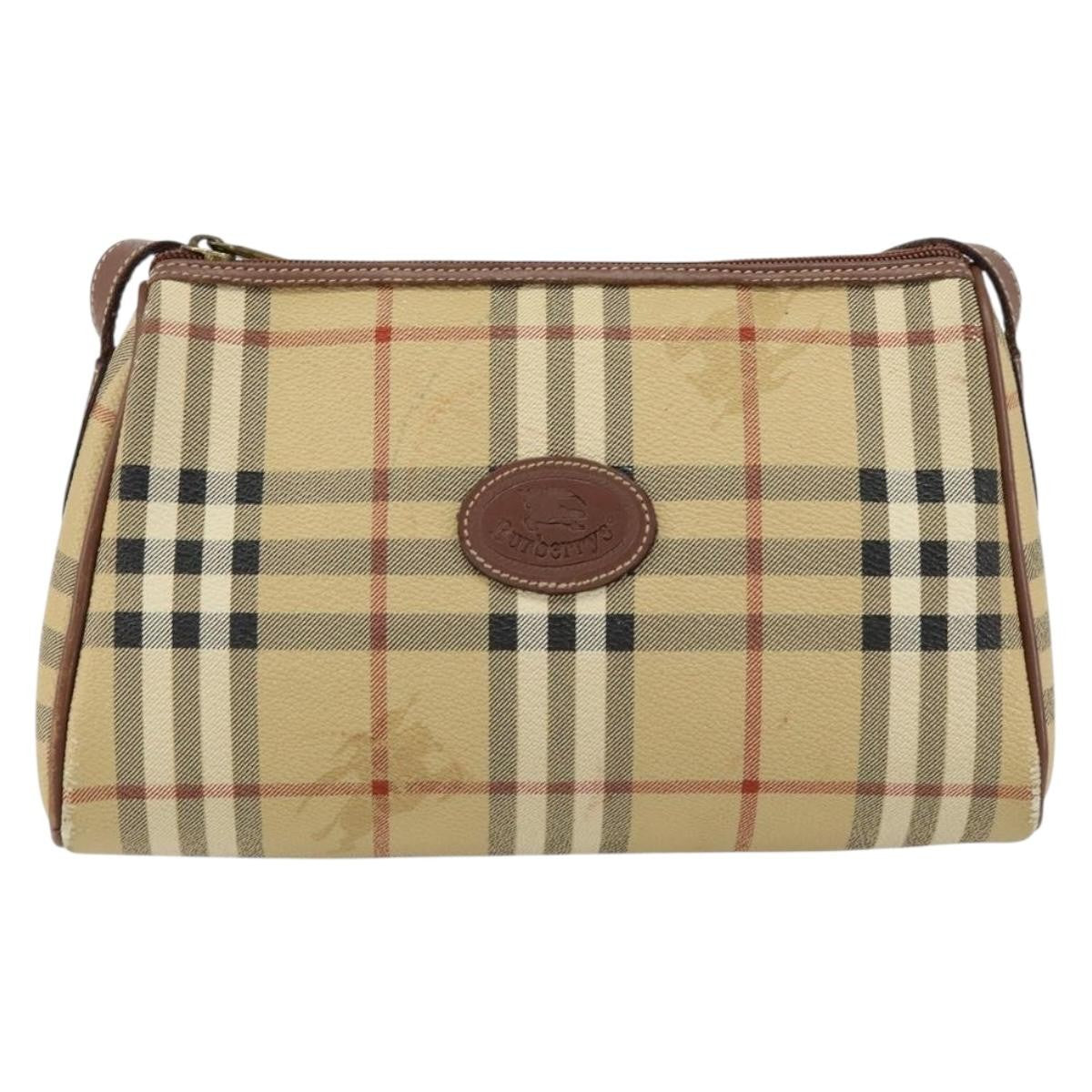 Burberrys Burberrys Nova Check Shoulder Bag PVC Beige Gold Authentic ka004