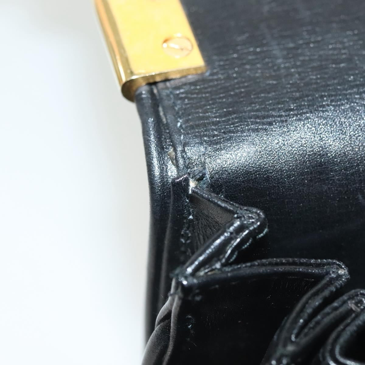 Gucci GUCCI Hand Bag Leather Black Gold 000 056 0004 Authentic ep10863