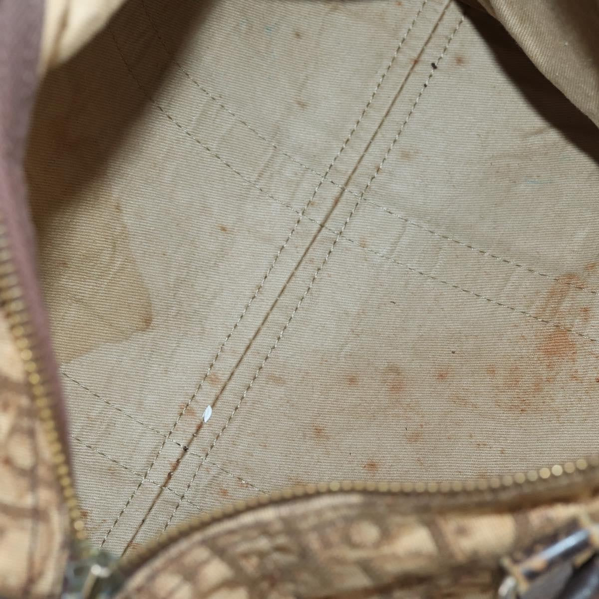 Dior Christian Dior Trotter Canvas Boston Bag Brown Gold Authentic 141365