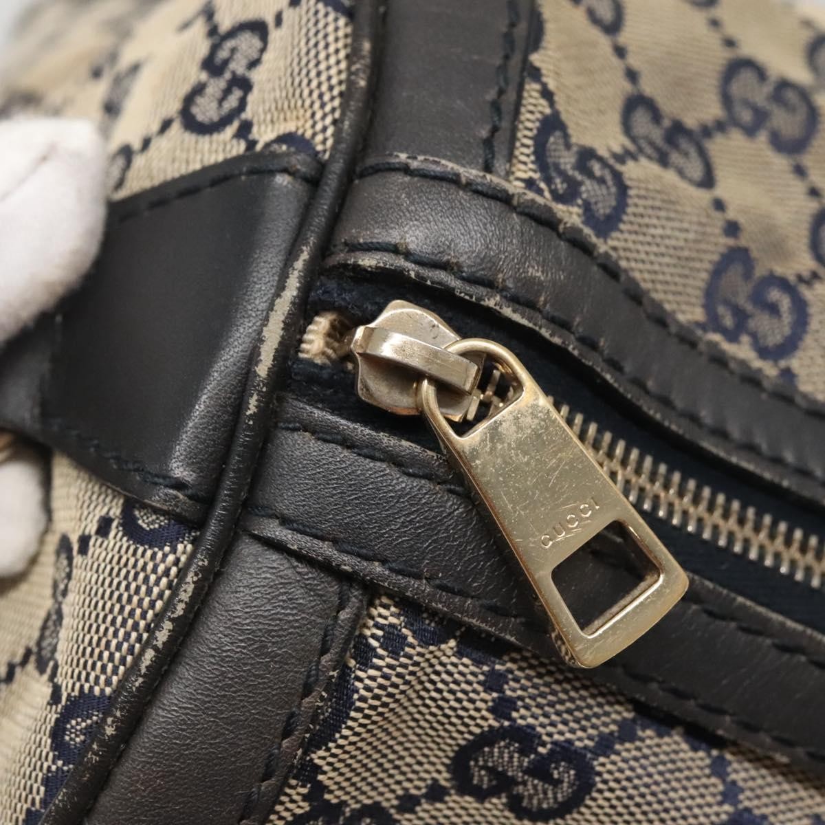 Gucci GUCCI GG Canvas Sherry Line Hand Bag PVC Navy Gold 247205 Authentic 131724