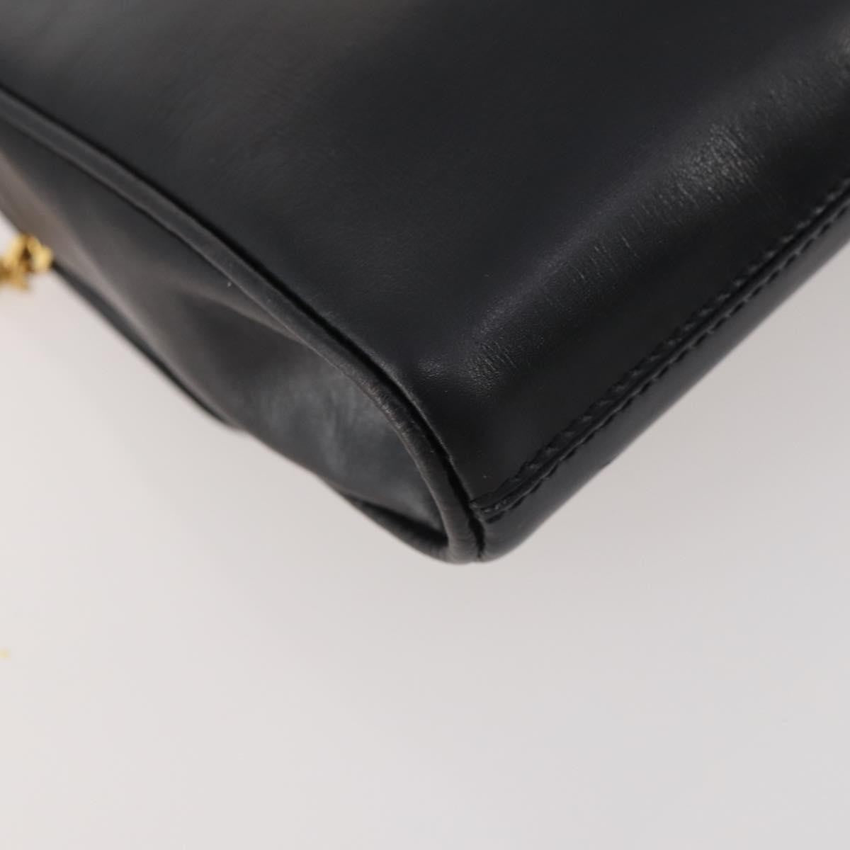 Celine CELINE Chain Shoulder Bag Leather Black Gold Authentic BAZ281