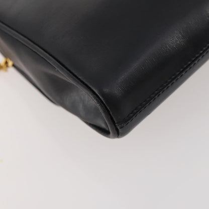Celine CELINE Chain Shoulder Bag Leather Black Gold Authentic BAZ281