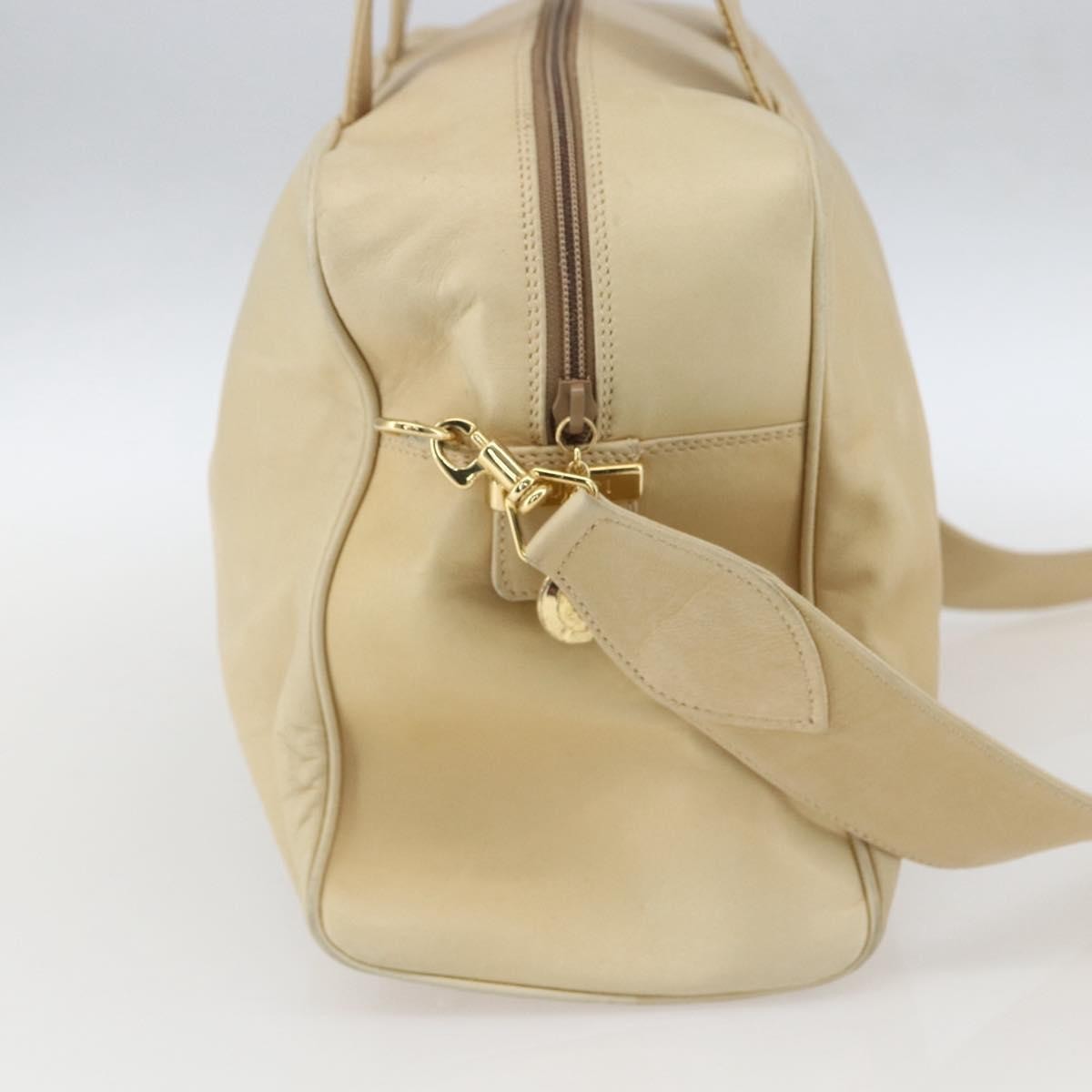 Gucci GUCCI Bamboo Hand Bag Leather 2way Beige Gold Authentic bs31889