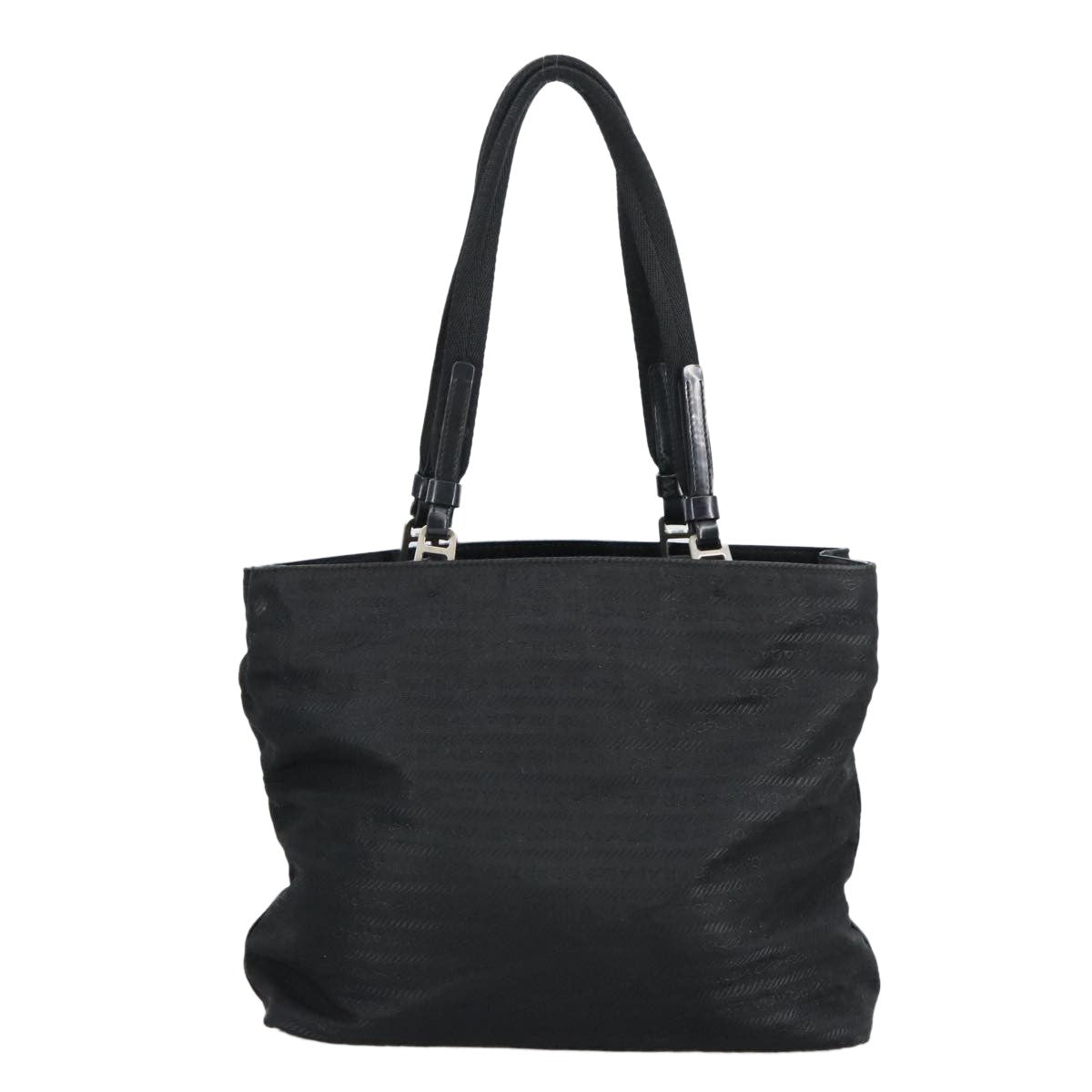 Prada PRADA Hand Bag Nylon Black Silver Authentic 96925