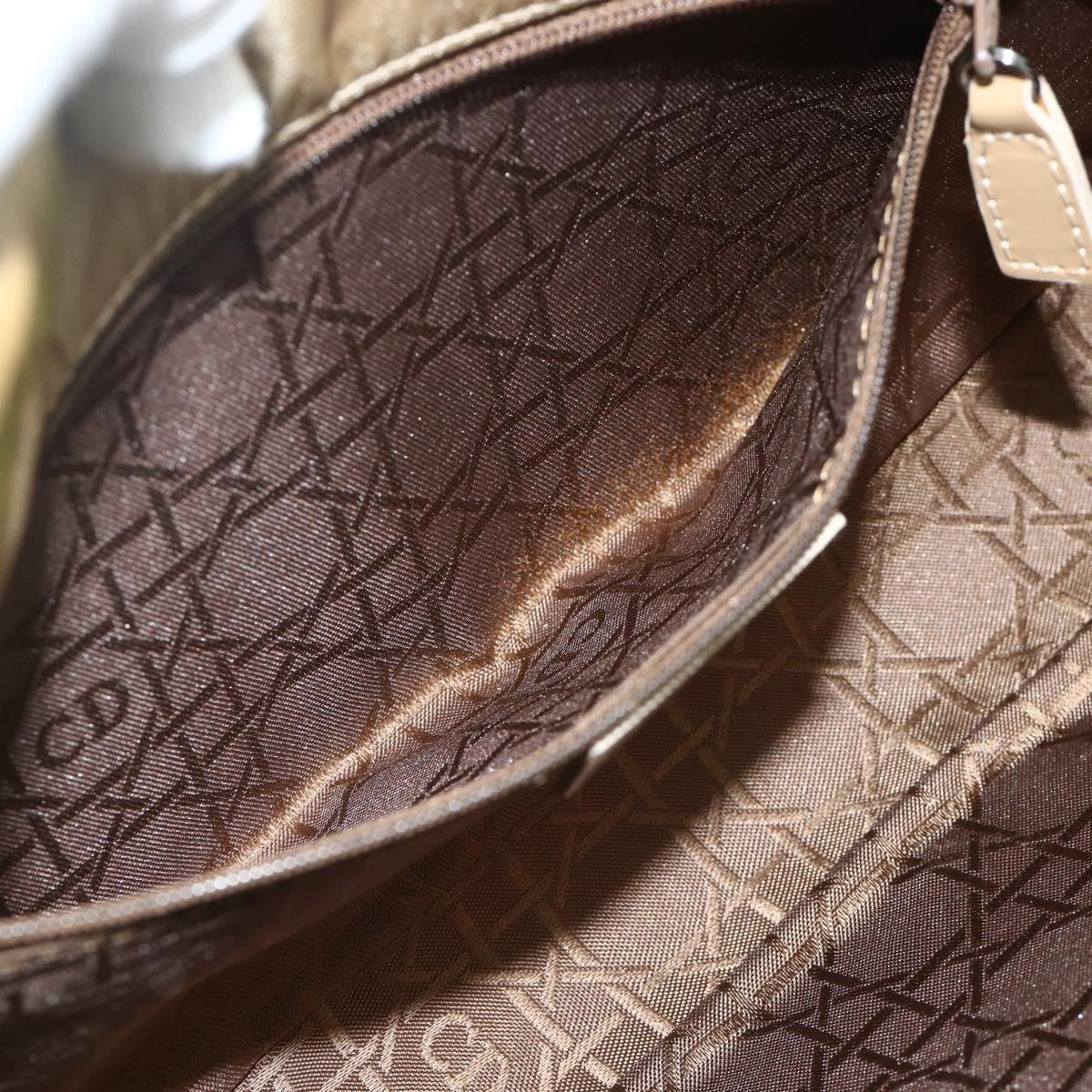 Dior Christian Dior Maris Pearl Shoulder Bag Nylon Beige Silver Authentic 180083
