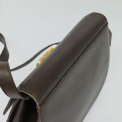 Salvatore Ferragamo Salvatore Ferragamo Gancini Shoulder Bag Leather Brown Gold Authentic 128109