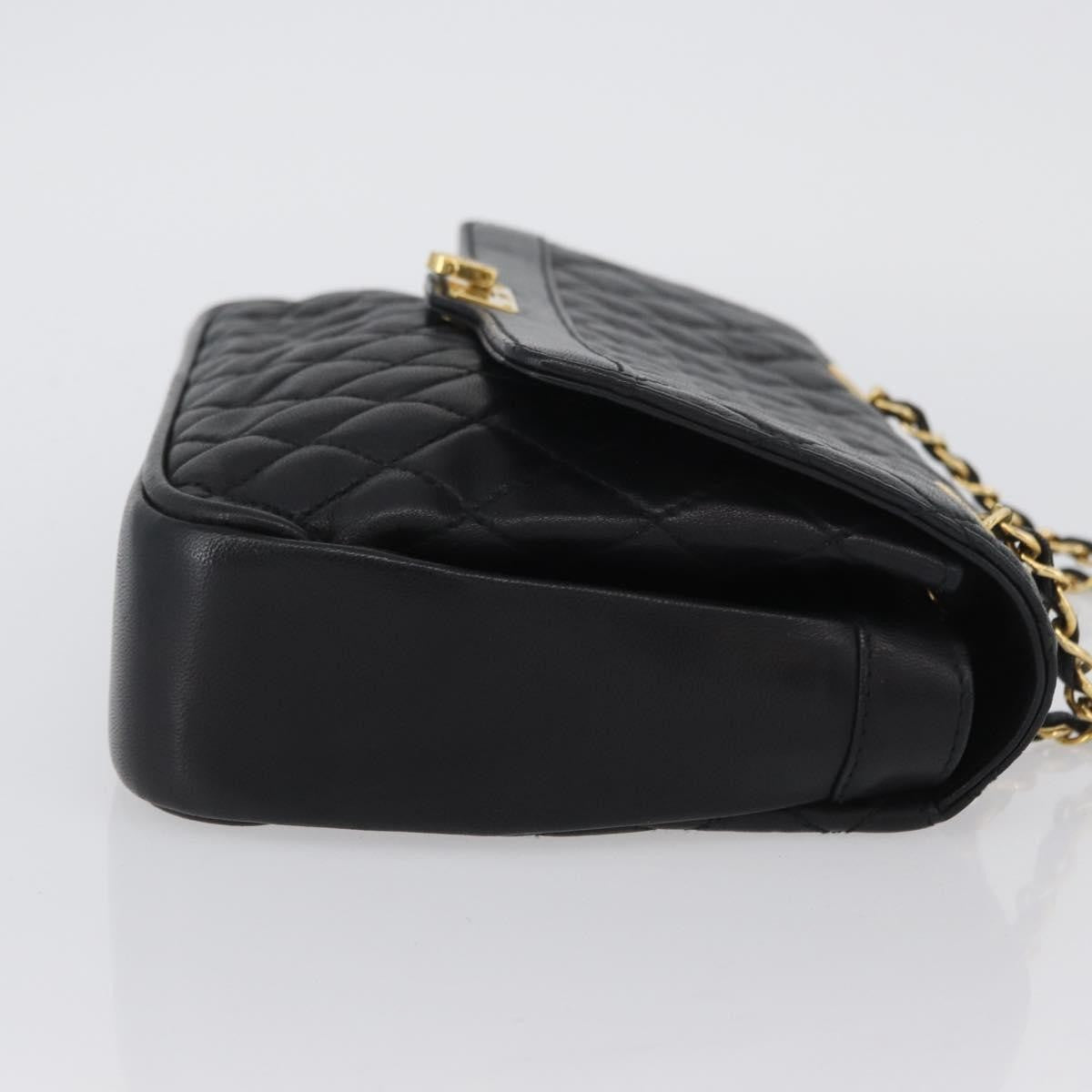 BALLY BALLY Chain Shoulder Bag Leather Black Gold Authentic BA10906