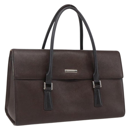 Burberry BURBERRY Hand Bag Leather Brown Silver Authentic BA10747