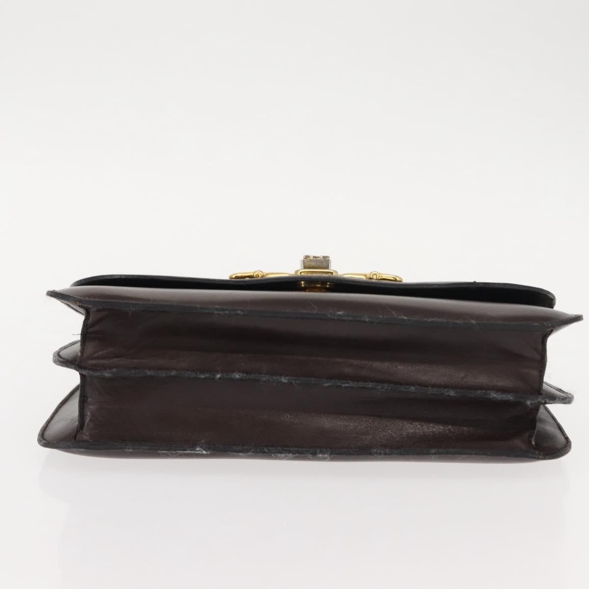 Celine CELINE Hand Bag Leather Brown Gold Authentic fm4934