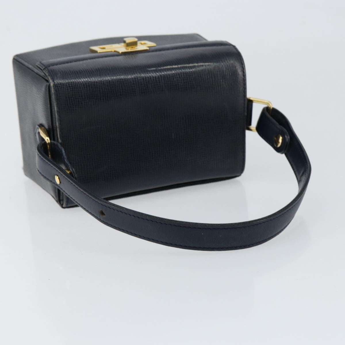 Givenchy GIVENCHY Hand Bag Leather Navy Gold Authentic SW1855