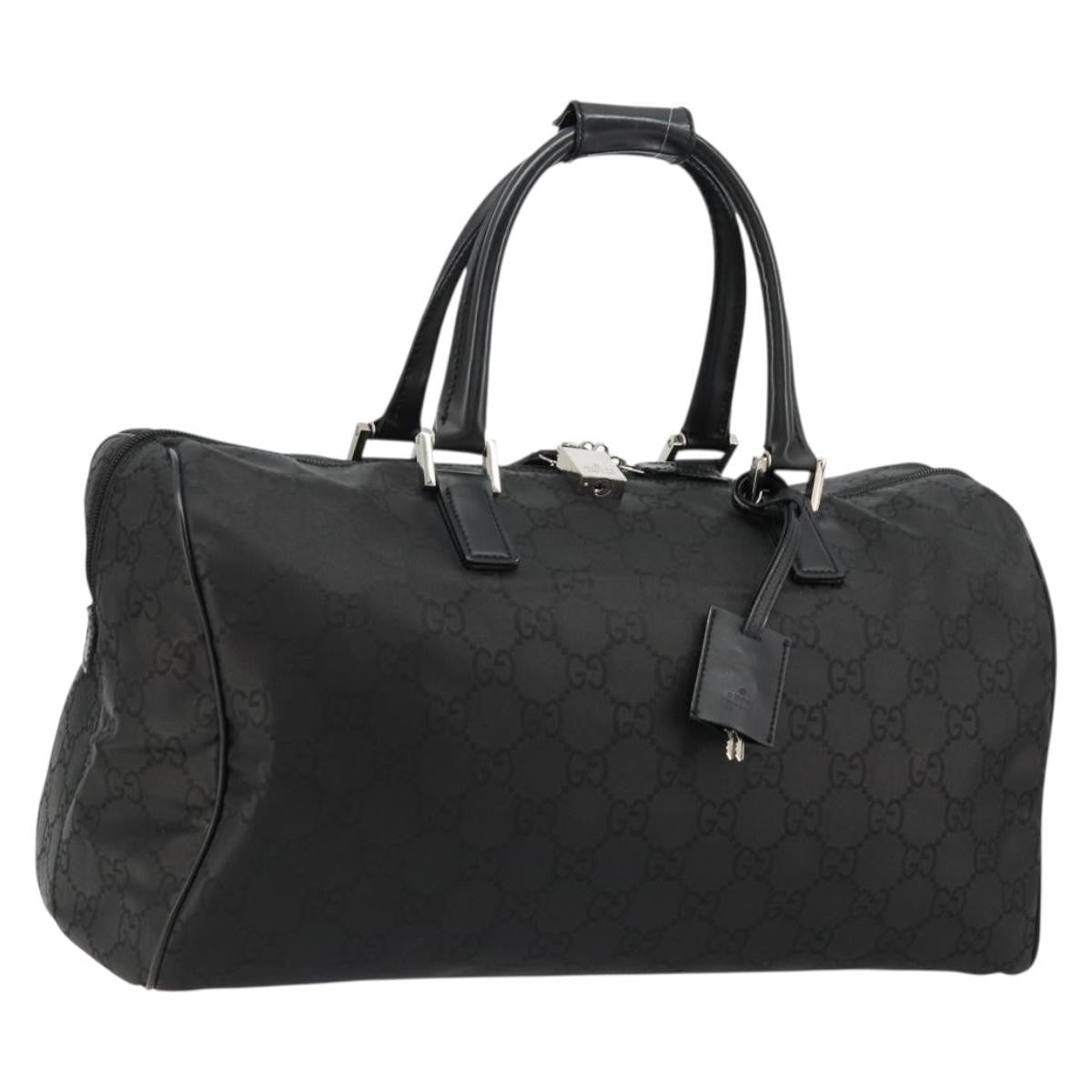 Gucci GUCCI GG Supreme Boston Bag PVC Black Silver Authentic ep14143