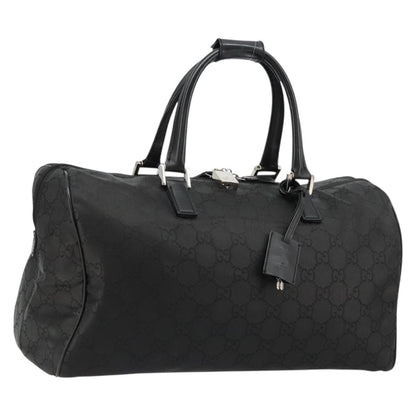 Gucci GUCCI GG Supreme Boston Bag PVC Black Silver Authentic ep14143