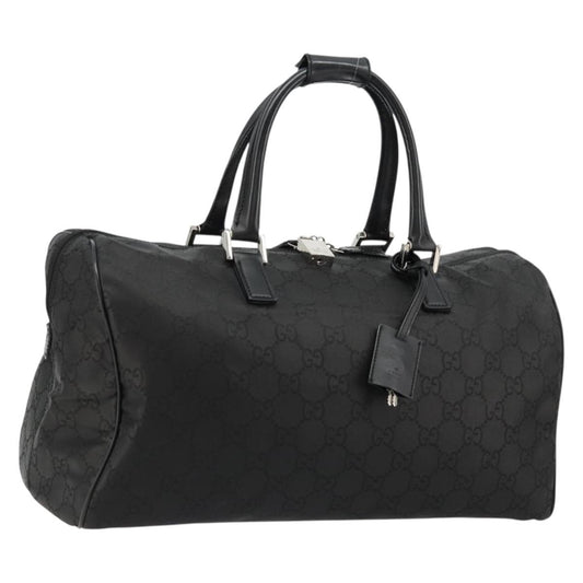 Gucci GUCCI GG Supreme Boston Bag PVC Black Silver Authentic ep14143