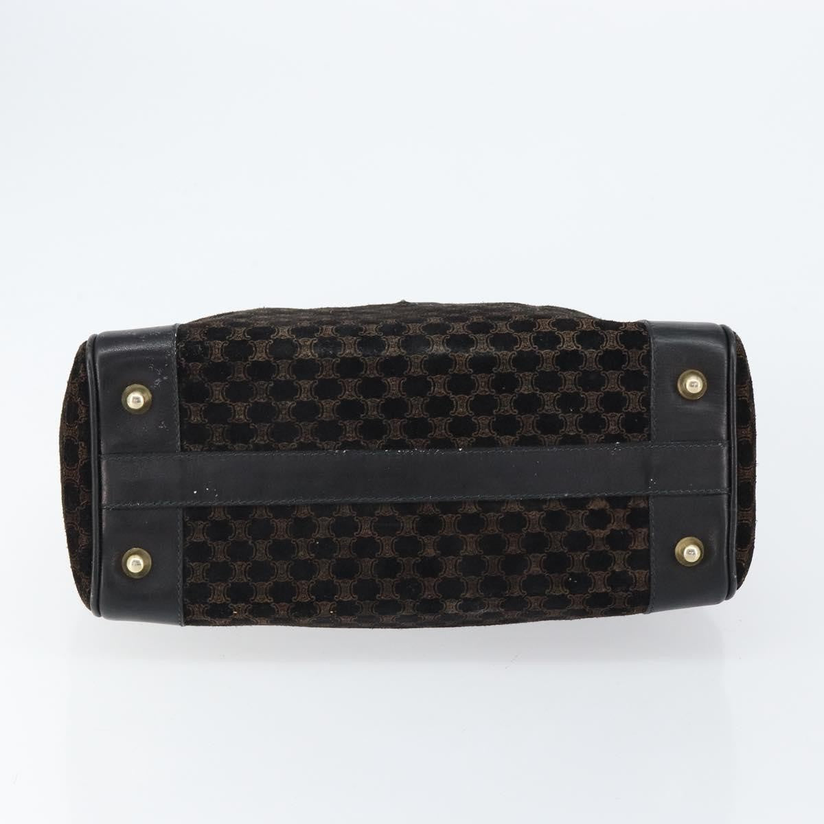Celine CELINE Macadam Canvas Hand Bag Suede Black Gold Authentic ep11623