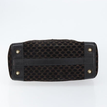 Celine CELINE Macadam Canvas Hand Bag Suede Black Gold Authentic ep11623