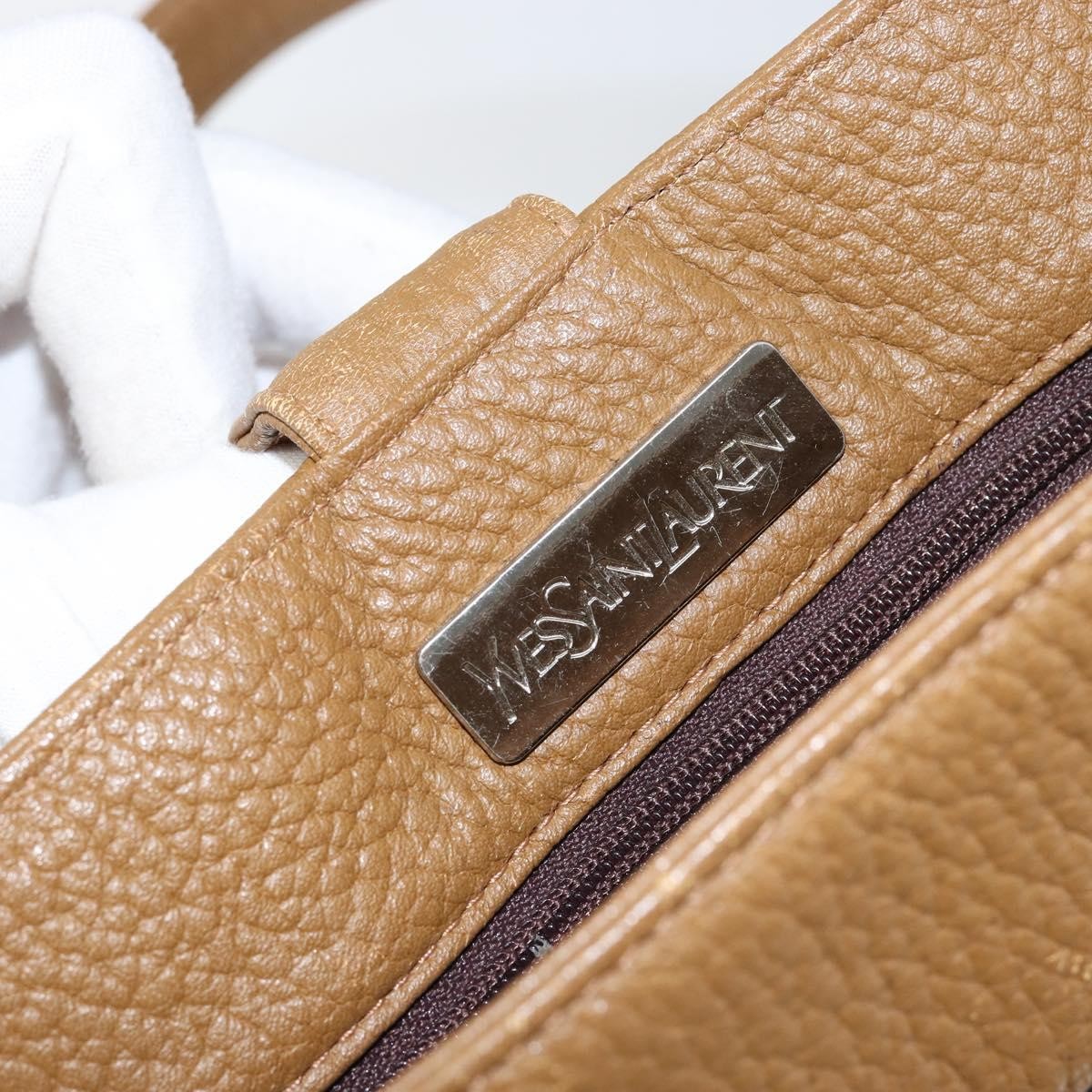 Saint Laurent SAINT LAURENT Hand Bag Leather Brown Authentic 149374