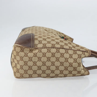Gucci GUCCI GG Canvas Web Sherry Line Pretty Tote Bag Beige Gold 161719 Authentic 168420