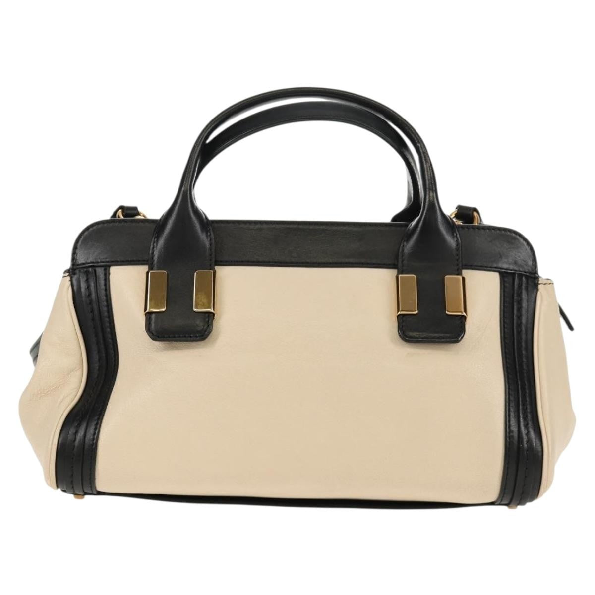 Chloé Chloé Chloe Alice Hand Bag Leather 2way White Black Authentic BA6836