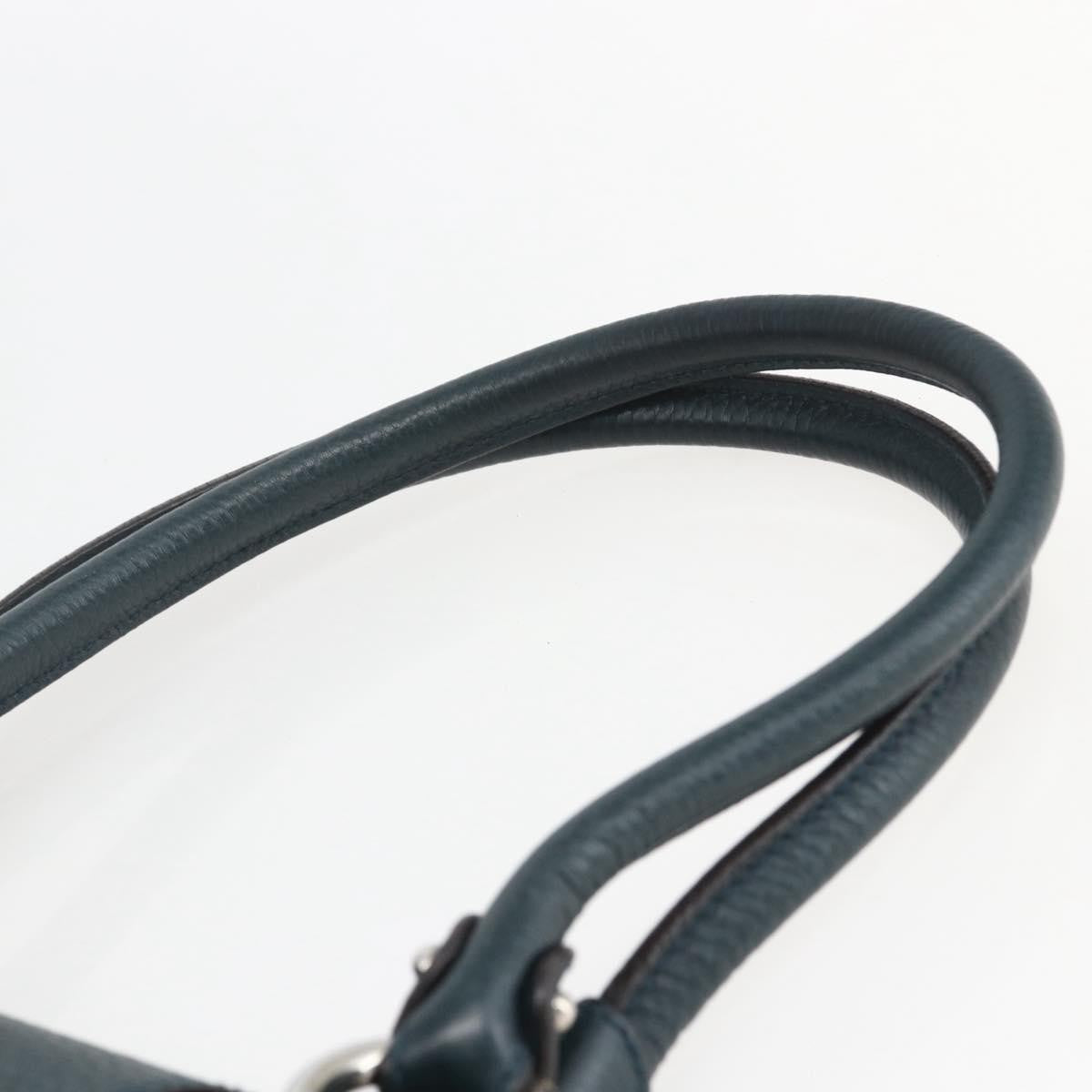 Salvatore Ferragamo Salvatore Ferragamo Gancini Hand Bag Leather Green Silver Authentic 157002