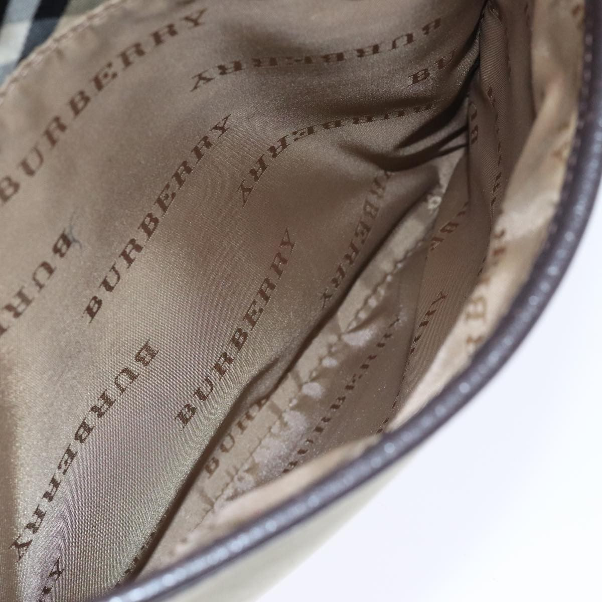 Burberry BURBERRY Nova Check Shoulder Bag Nylon Leather Gray Beige Silver Authentic 92799