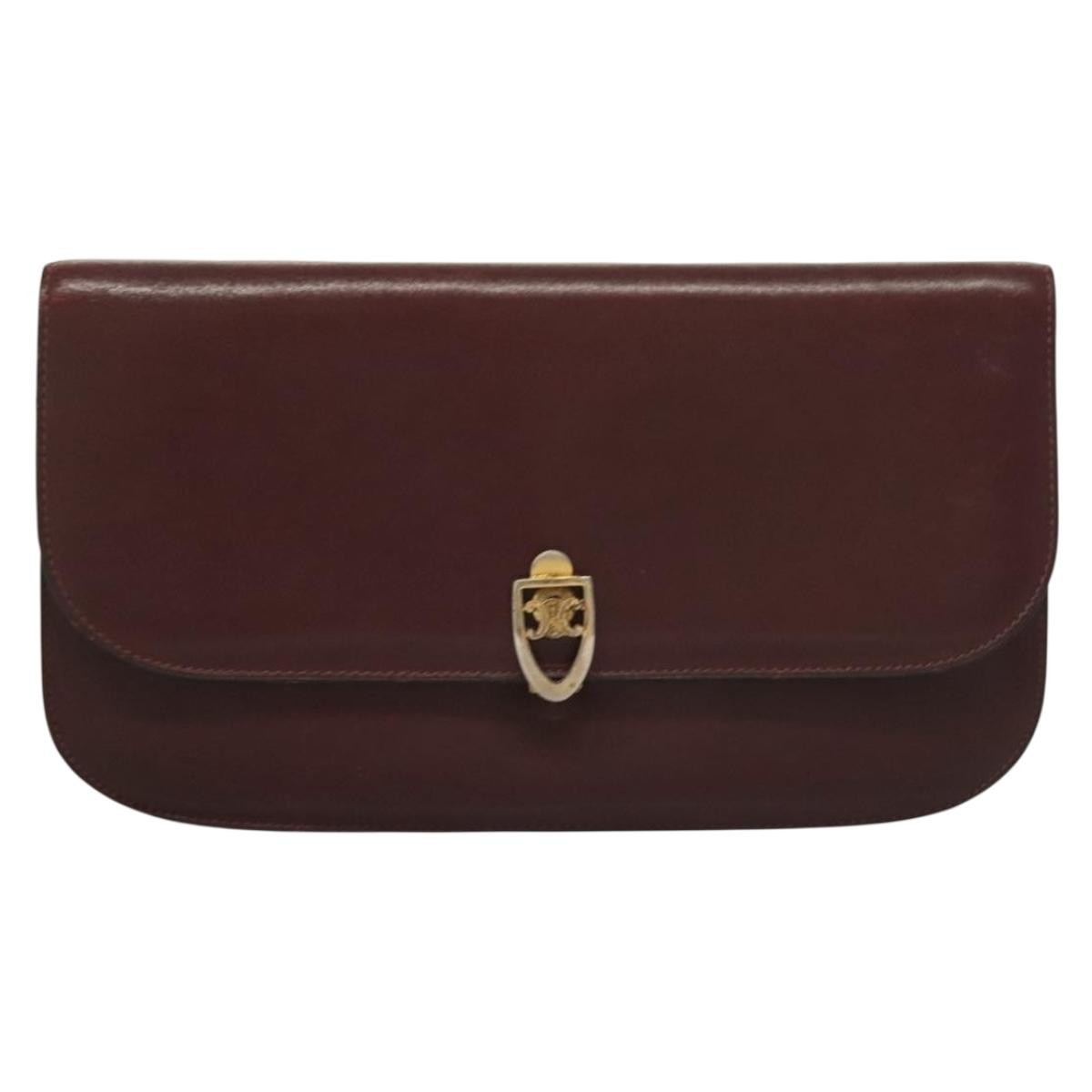 Celine CELINE Macadam Canvas Pouch Clutch Bag 2 Set Brown Authentic yk18950