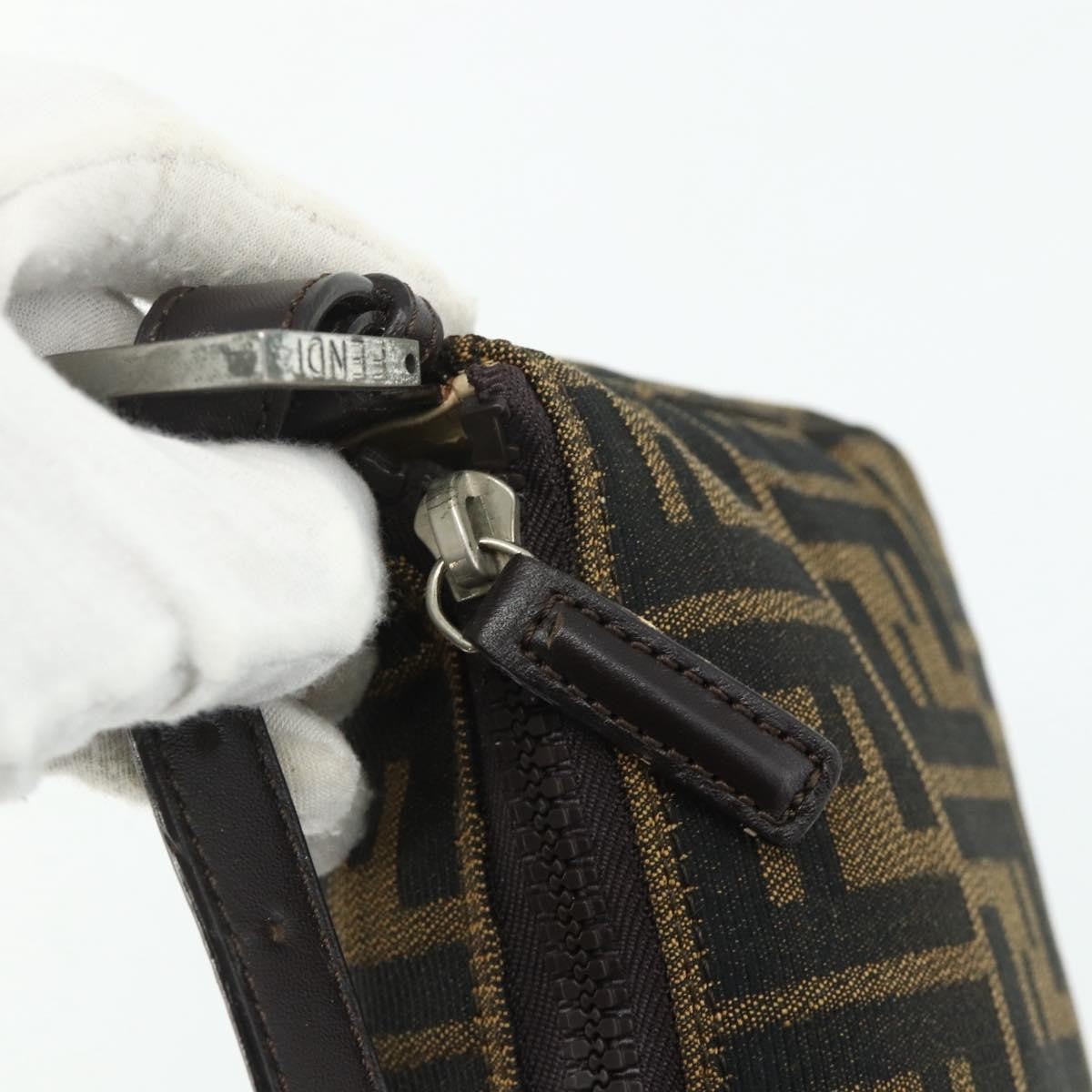 Fendi FENDI Zucca Canvas Hand Pouch Black Brown Authentic 168880 Bag