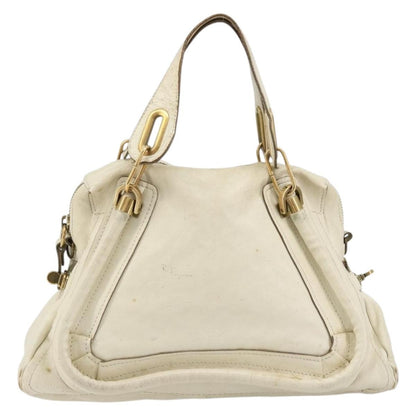 Chloé Chloé Chloe Paraty Hand Bag Leather White Gold Authentic 177544