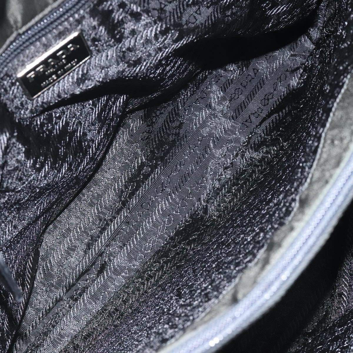 Prada PRADA Chain Shoulder Bag Nylon Khaki Silver Authentic 120140
